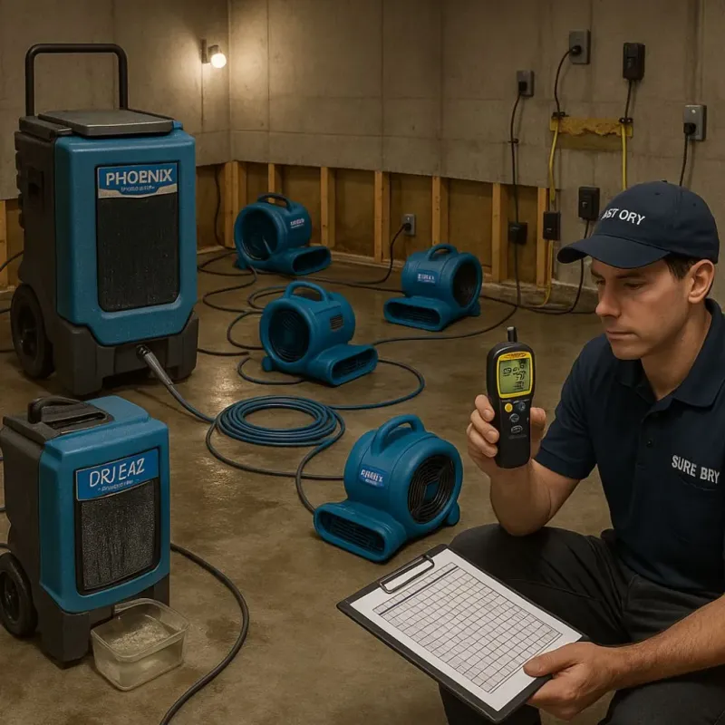 Structural Drying and Dehumidification process in Sturtevant, WI